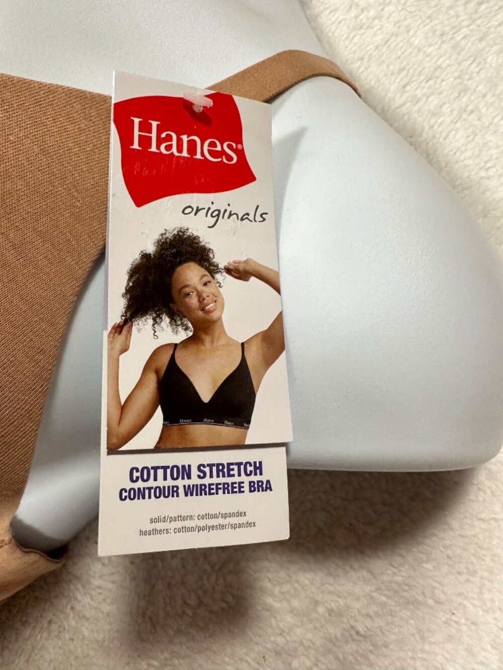 Hanes Originals Womens 2XL Cotton Stretch Contour Wirefree Bra Adjustable Straps - Picture 2 of 10